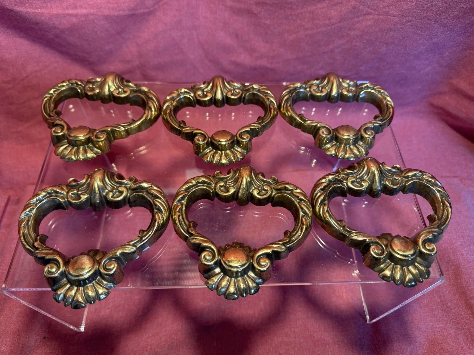 6 VTG Antique Drop Handles Cabinet Drawer Pulls Door Dresser Brass Hardware (96)