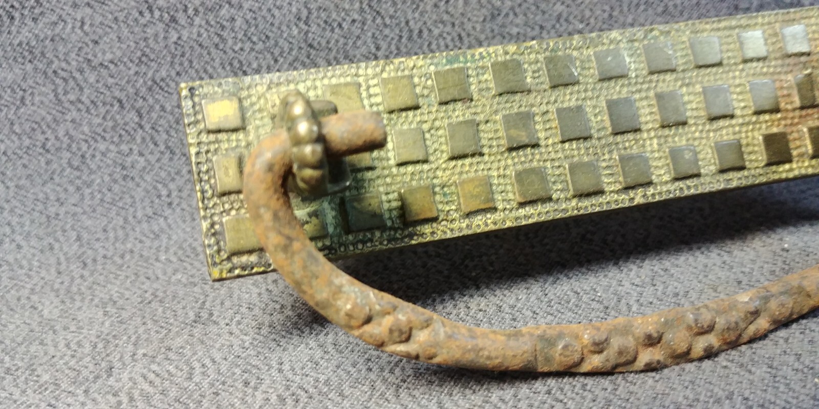 Victorian Square Solid Brass Back Iron Bail Drop Handle Furniture Pull Hardware