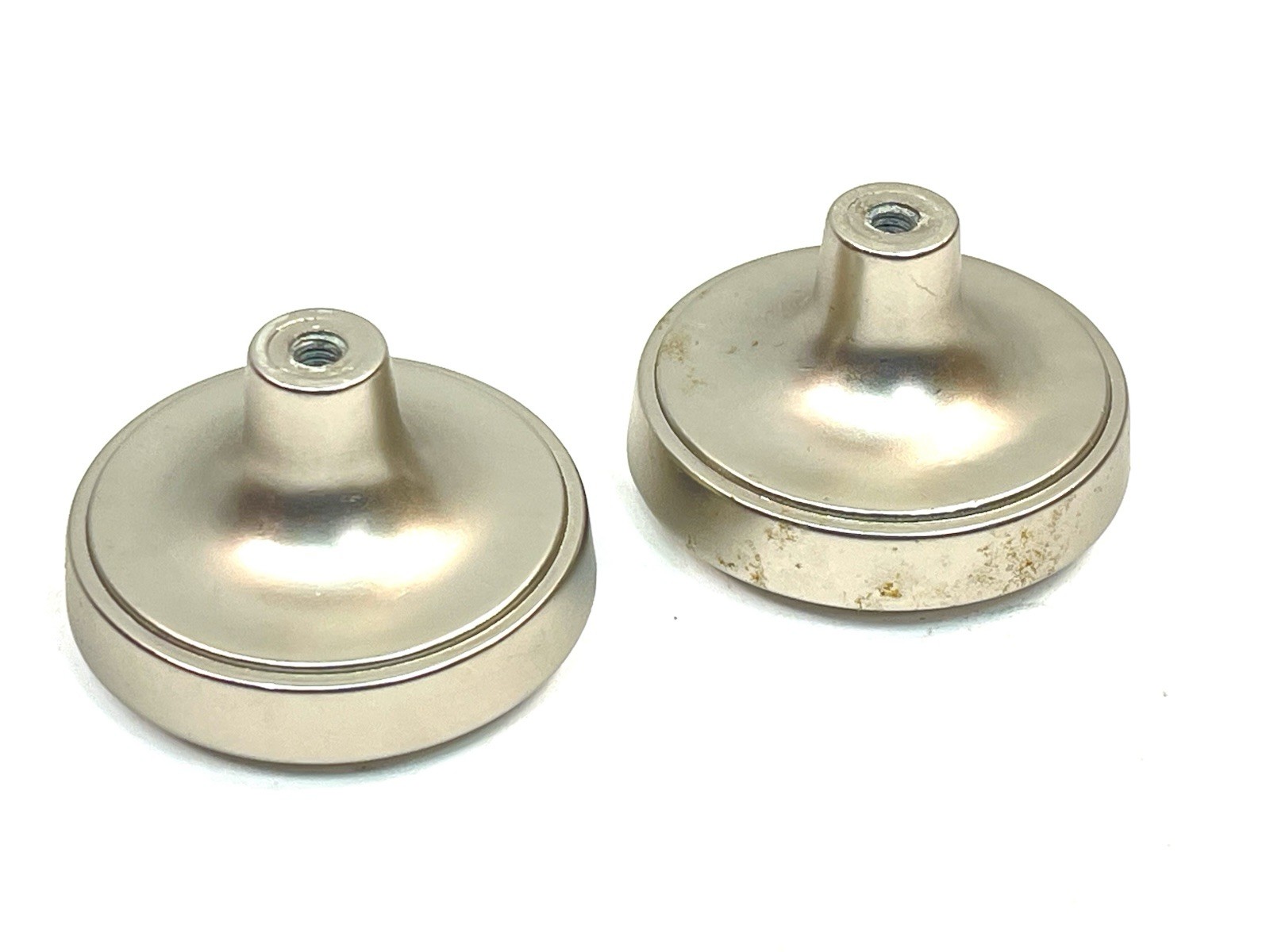 Pair NOS 1.75″ MCM Rings Nickel Drawer Pull Door Knob KBC Brass record cabinet