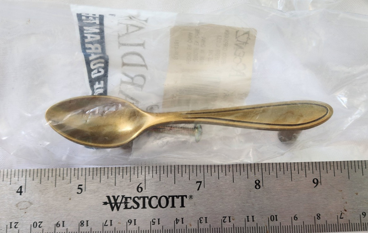 Amerock Guardian Brass Drawer Handles Pulls Spoon Shaped Lot of 15 NIP