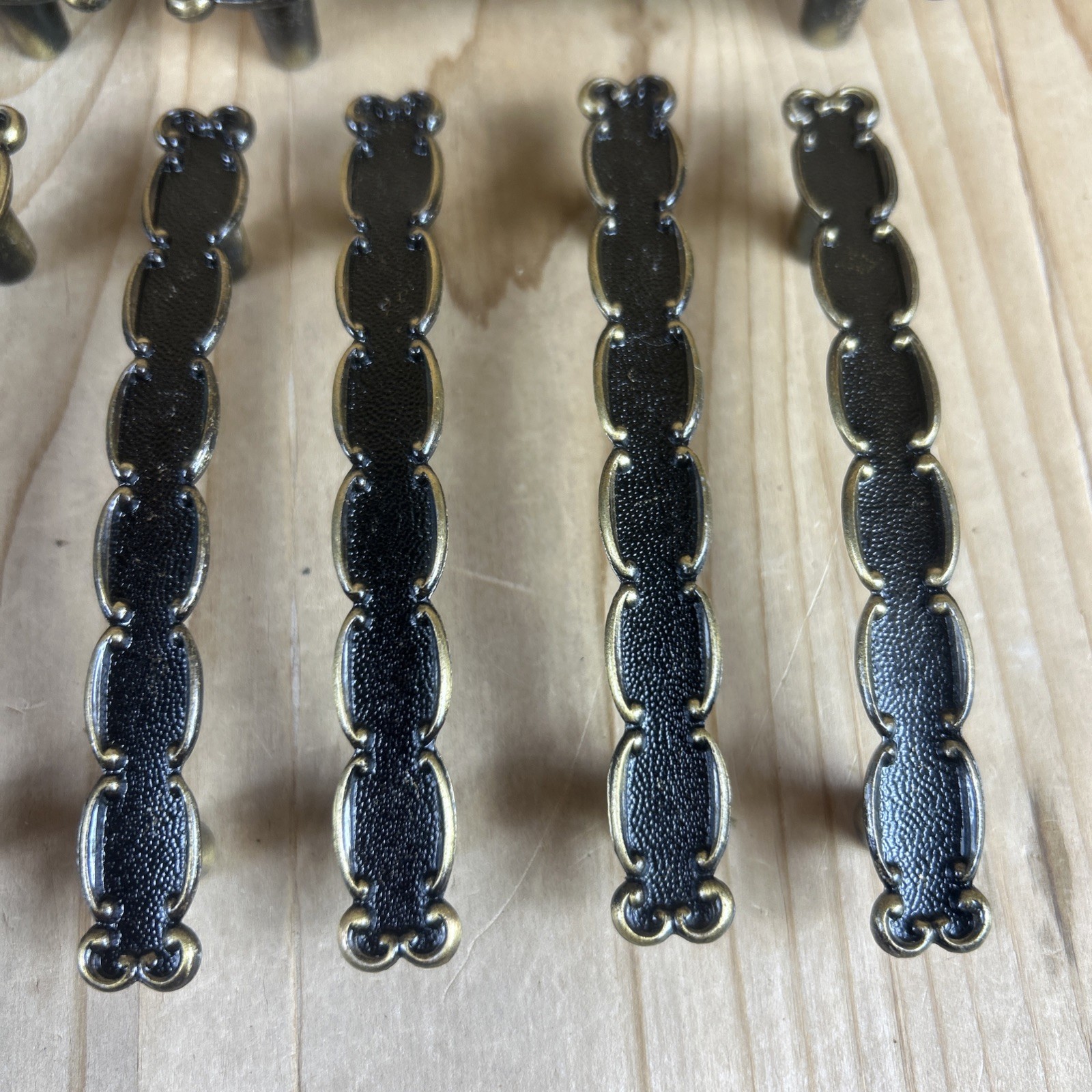 Vintage Drawer Pulls Cabinet Handles Set of 16 Jaybee Brass And Black Textured