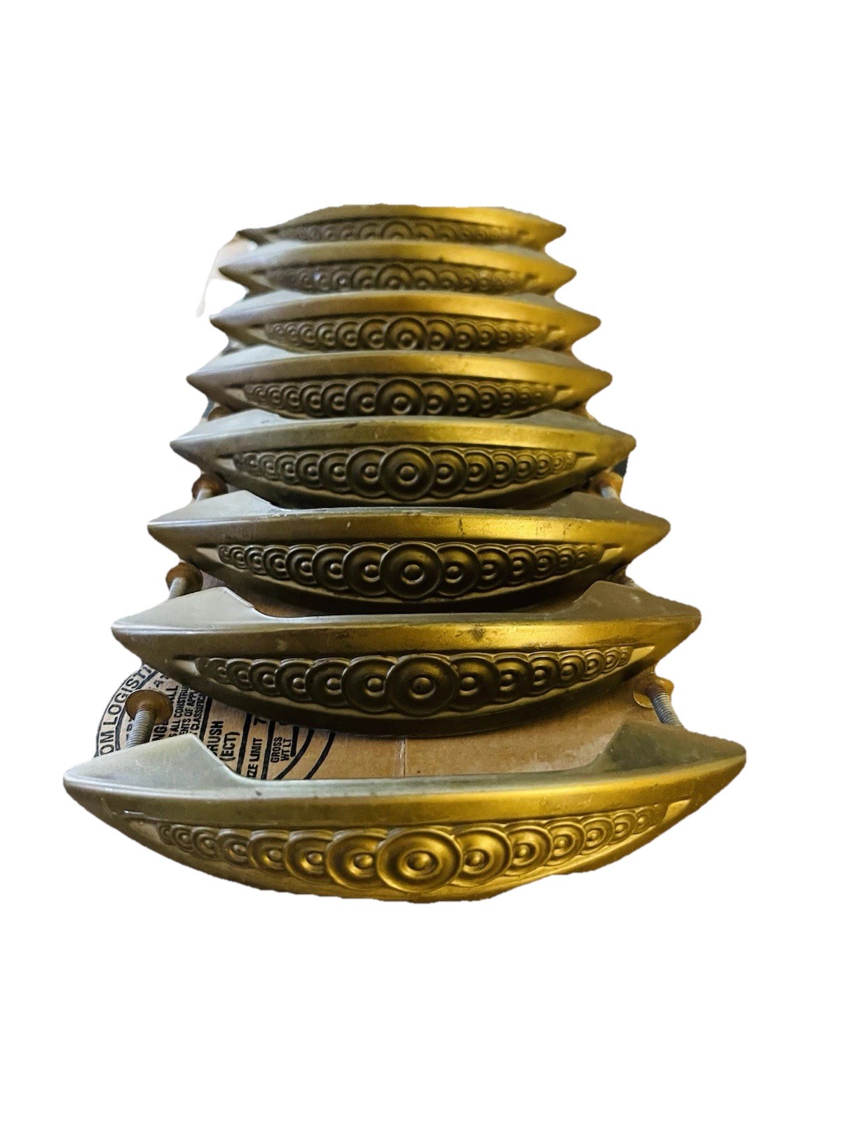 Set 8 Antique Vintage Art Deco Gold Toned Drawer Handle Pulls.