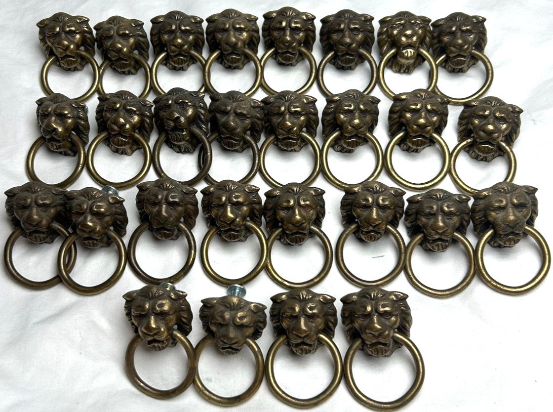 VINTAGE Lot 28 Amerock Lions Head Drawer Pulls Allison 888 Metal 2.25″ w/screws