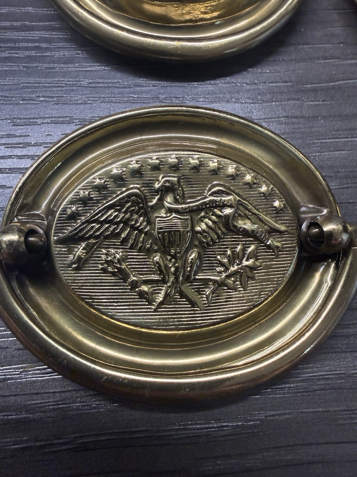 8 RARE Keeler Brass HEPPLEWHITE AMERICAN OVAL EAGLE Drawer Pulls Handles NOS (3)