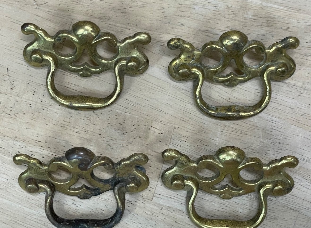 Vintage Keeler Brass Co 42094 Kbc 3 Chippendale Drawer Pulls Set of 4 Center