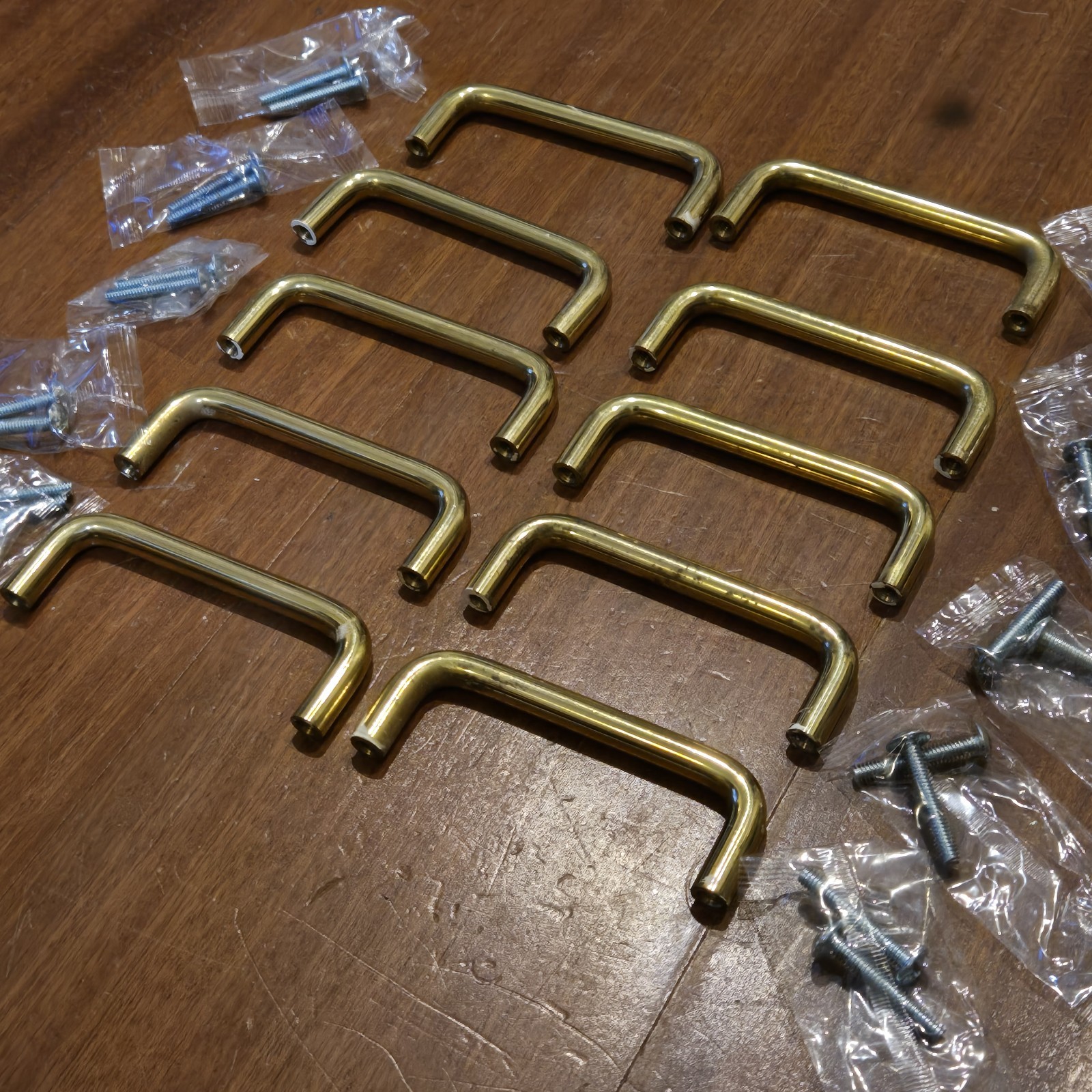 Lot of 20 Solid Polished Brass 3 Inch Drawer Pulls with Screws