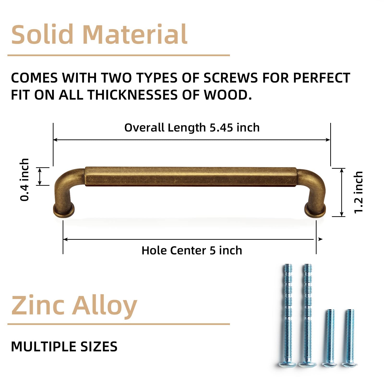 Goo-Ki 6 Pack 5 Inch 128Mm Hole Center Cabinet Pulls Antique Brass Zinc Alloy