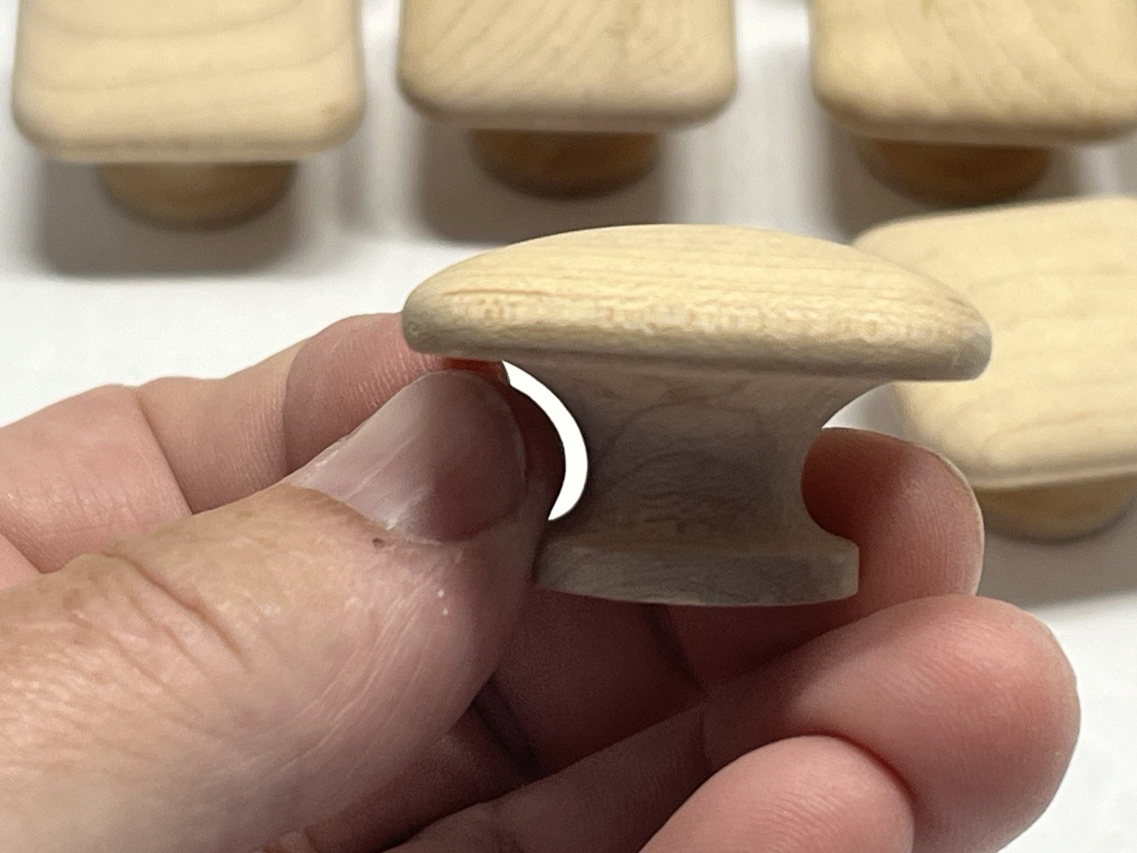 Vintage Lot (10) NOS Square Natural/Unfunished Fixed Wood Drawer/Cabinet Knobs