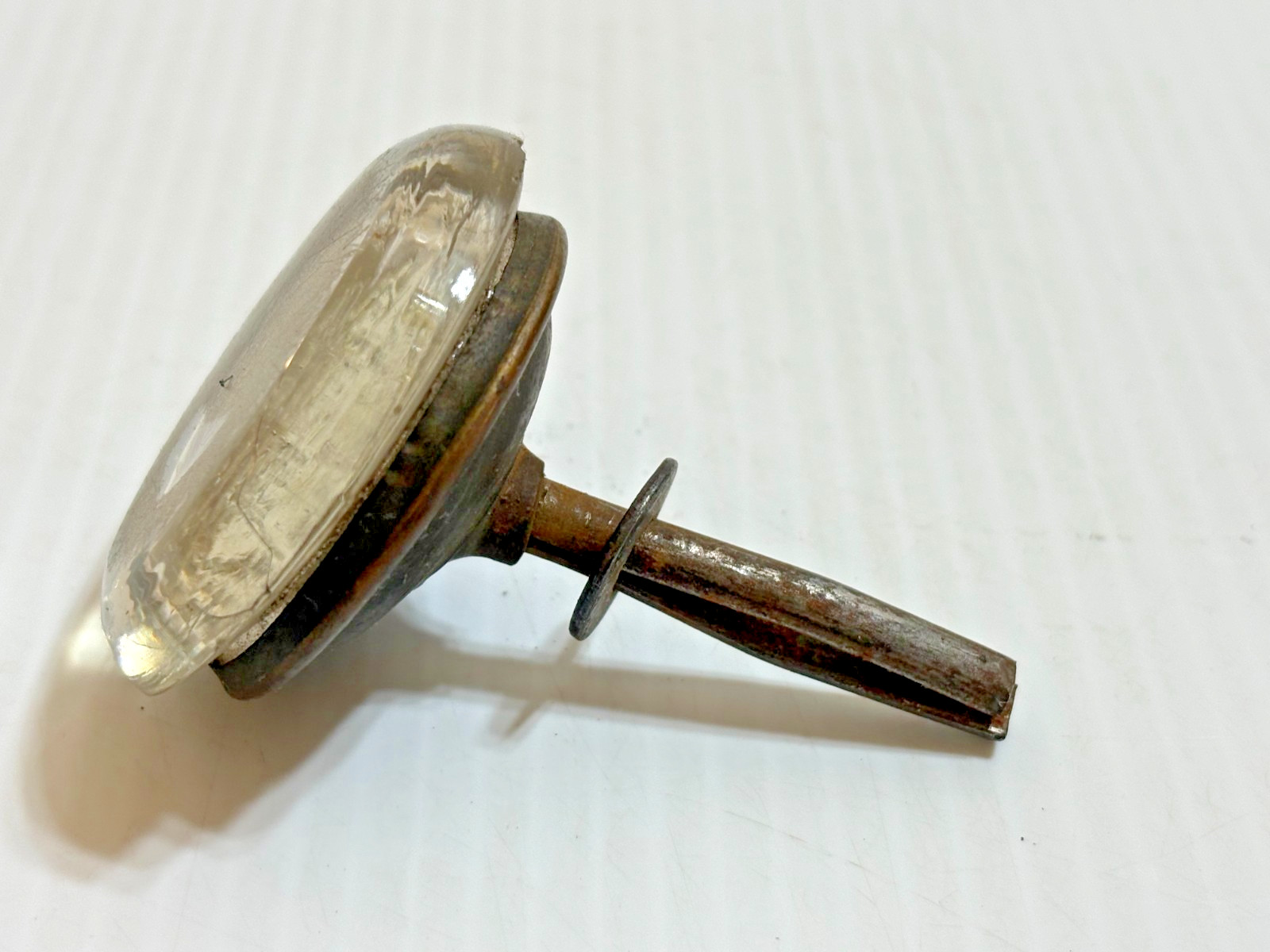 Antique Clear Glass Flat Cabinet Knob Pull 2″ Curtain Tieback Doorknob Salvage