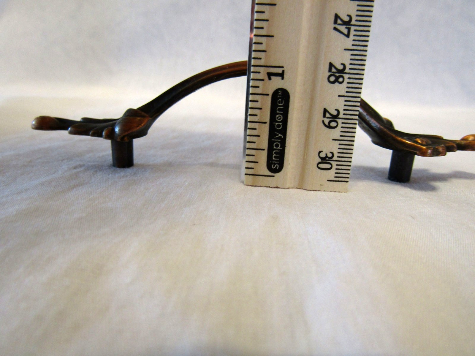 Vintage Antique Copper Flash Curved Leafy Ends Drawer Pull Cabinet Door Handle