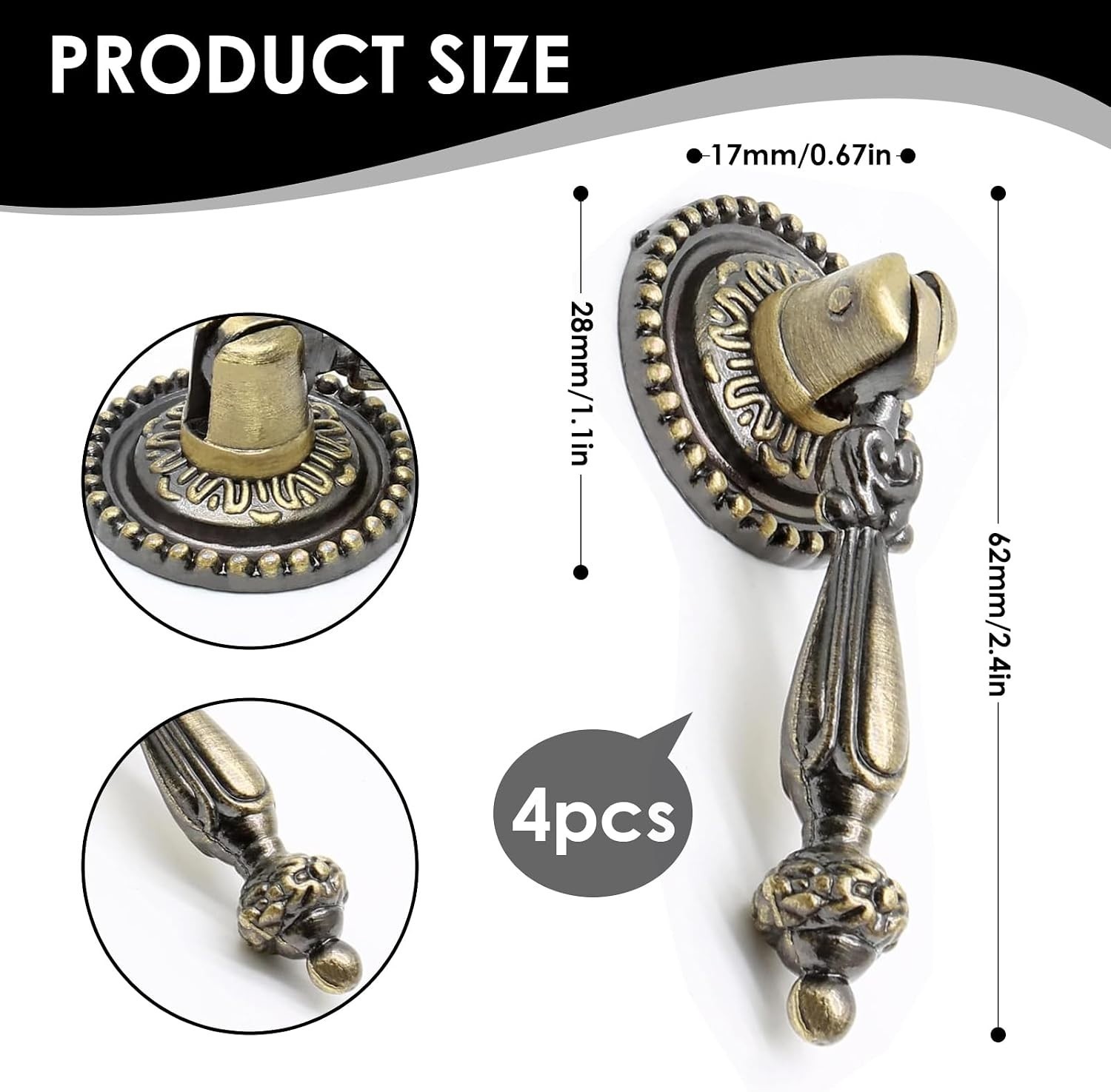4 Pack Antique Bronze Drawer Pulls – Stylish Tear Drop Knobs for Furniture