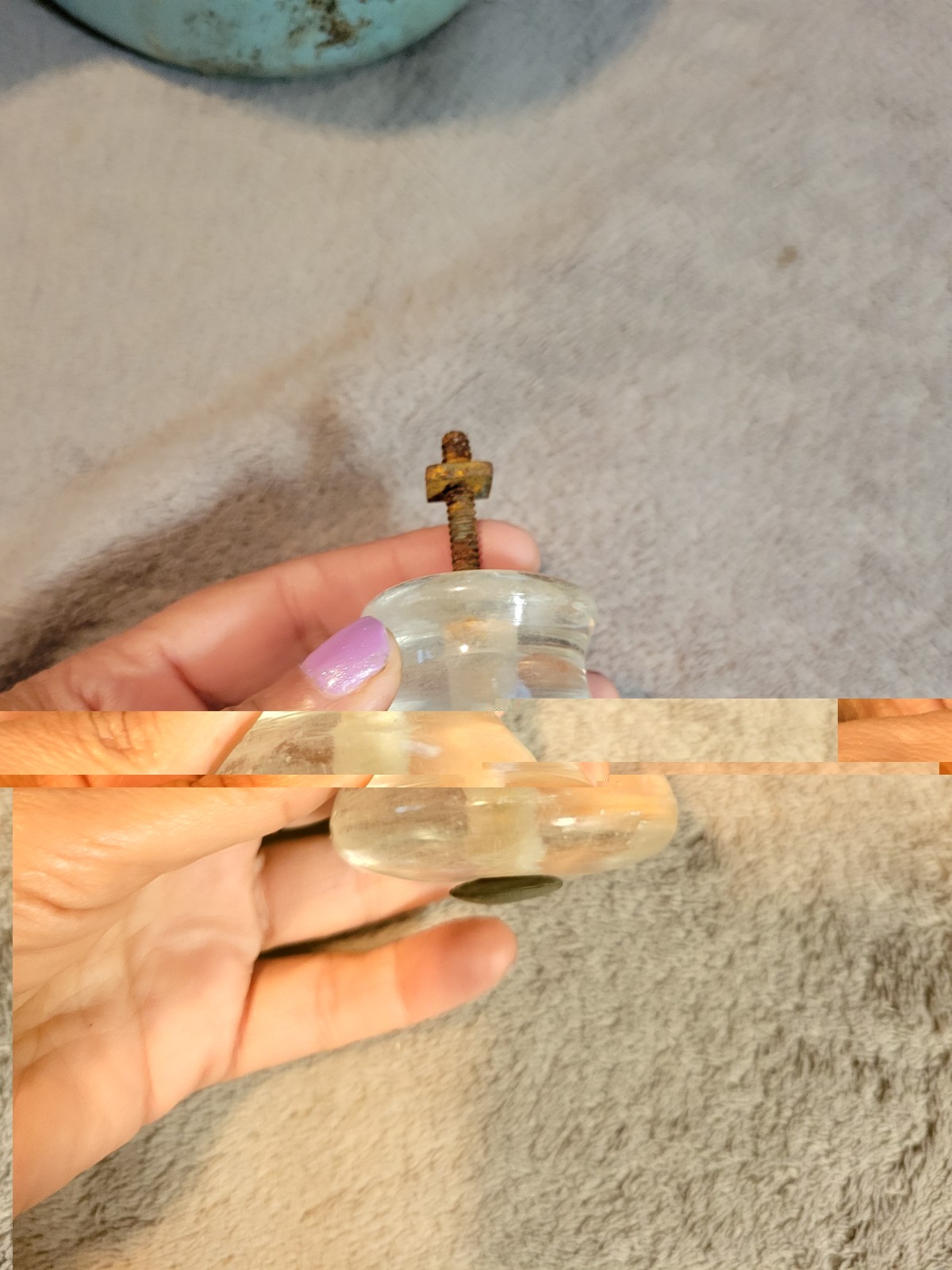 Set 6 Antique Glass Furniture Knobs or Pulls