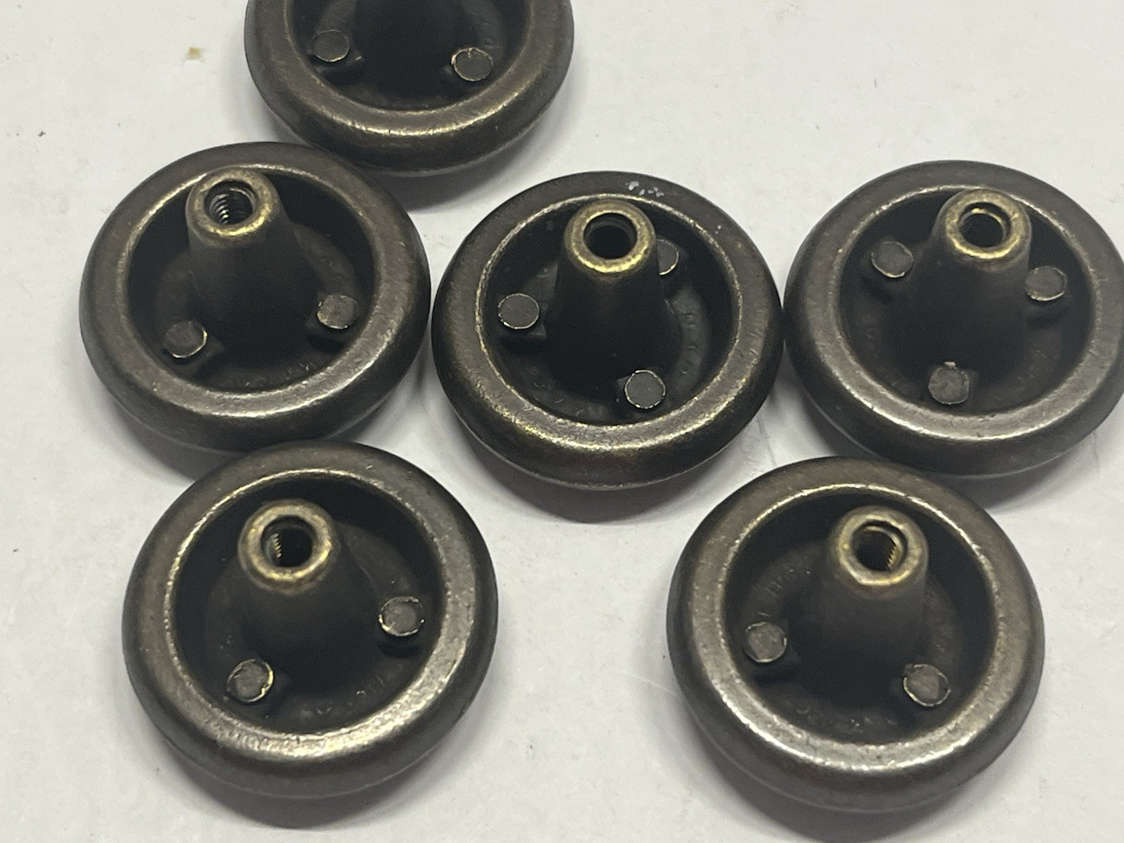 Vintage Lot (6) NOS KBC Heavy Round Dark Antique Bronze Drawer/Cabinet Knobs