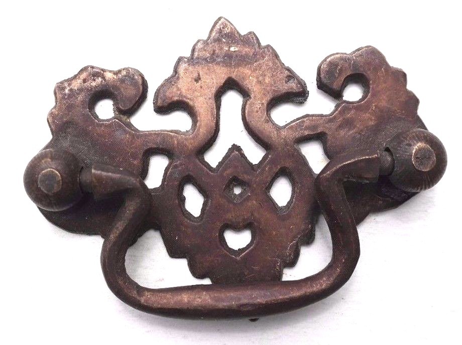 Vtg 1920’s Metal Ornate Victorian Drawer Cabinet Dresser Pull Handle Knob #5