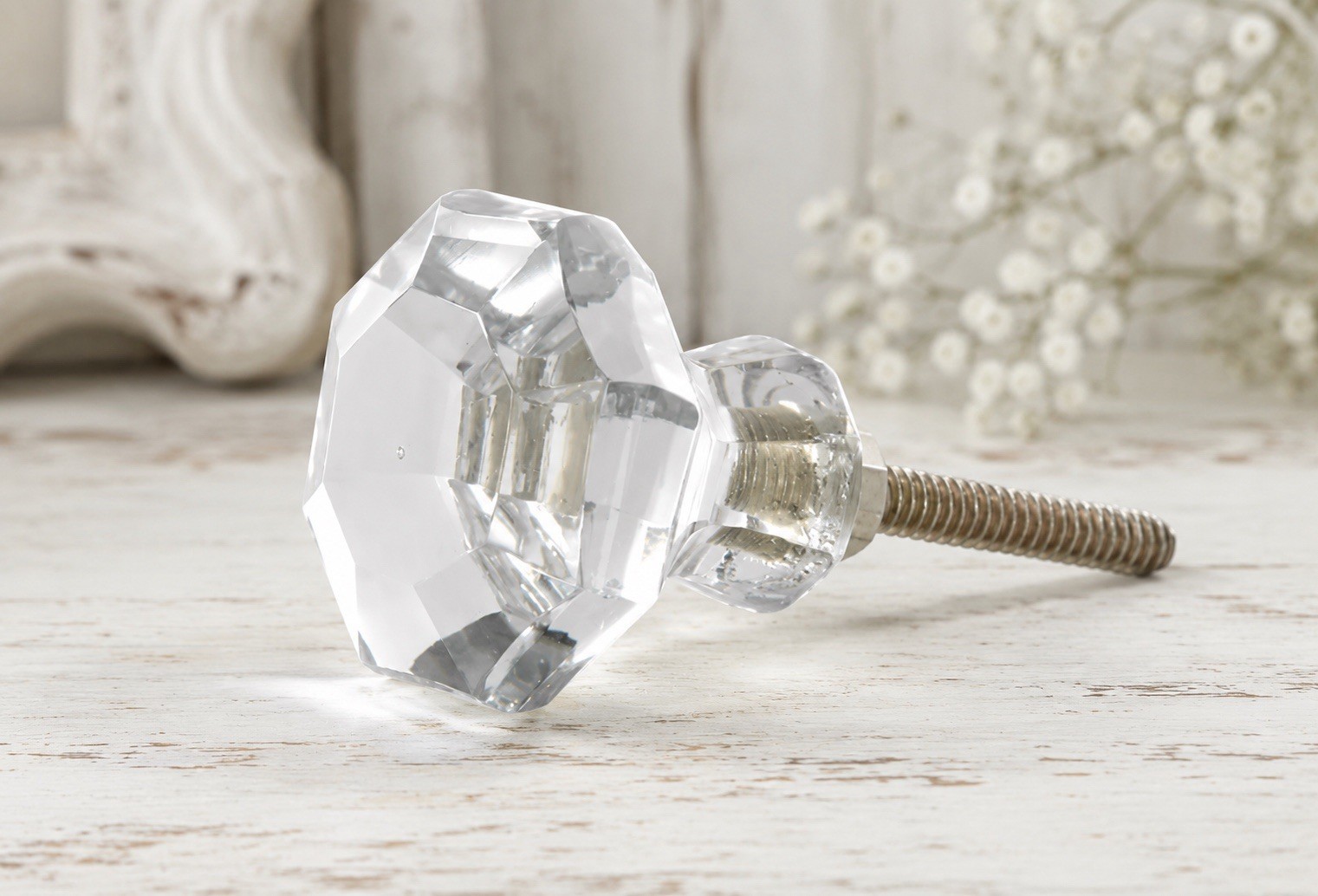 Faceted Octagon Glass Knob Depression Glass Drawer Cabinet Knobs 1.13”