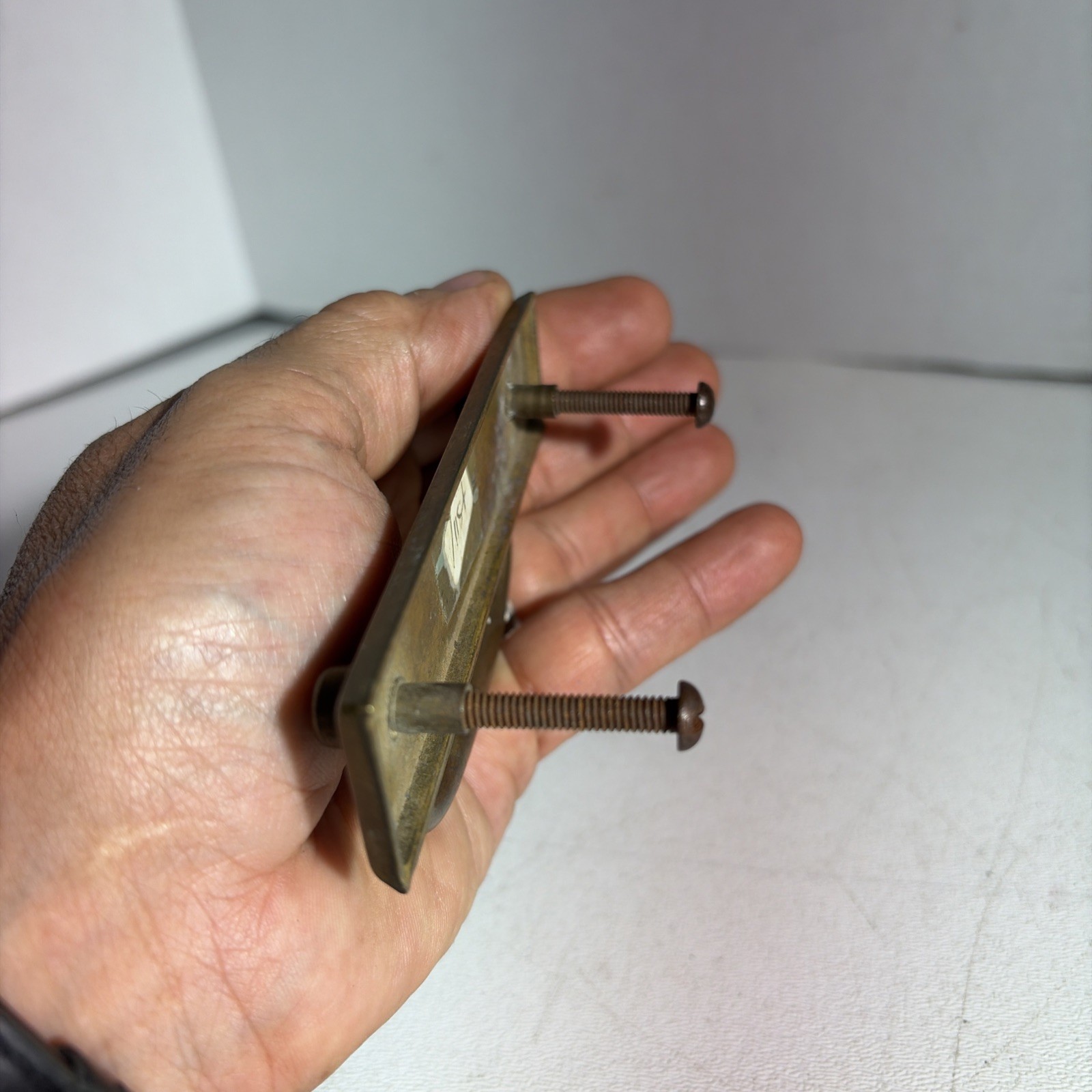 Vintage Single Mid Century Modern Brass Drawer Bail Drop Pull Handle