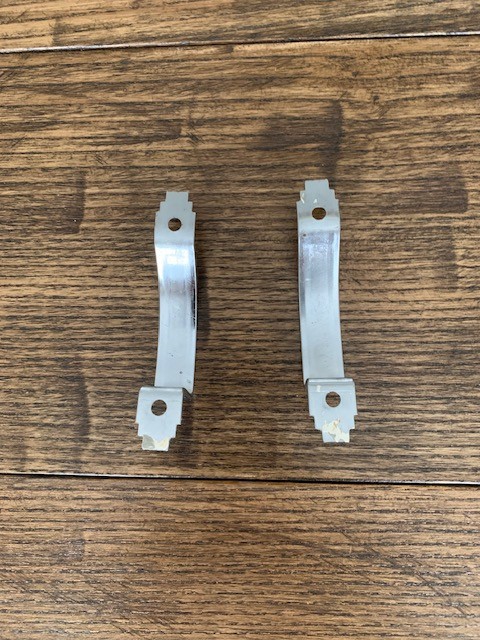 Set of 2 Chrome Art Deco “waterfall” cabinet door vintage pulls