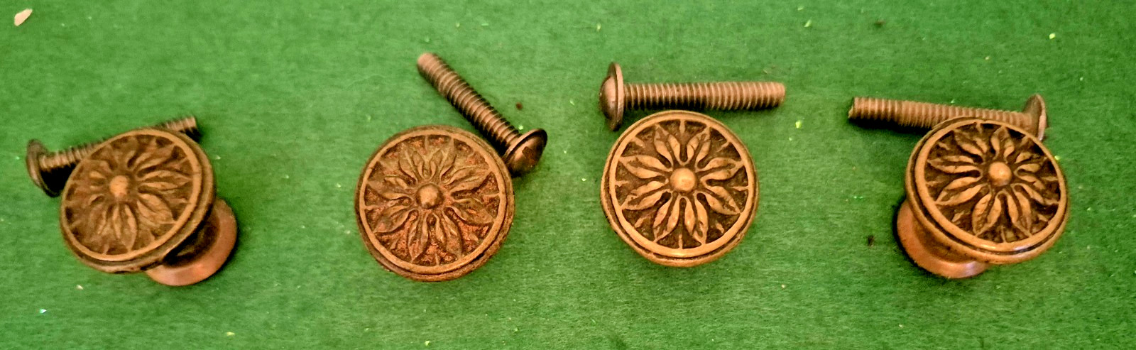 Antique Ribbon And Bow Ornate Bronze Brass Drawer Pull Rings 12 Set Art Nouveau!