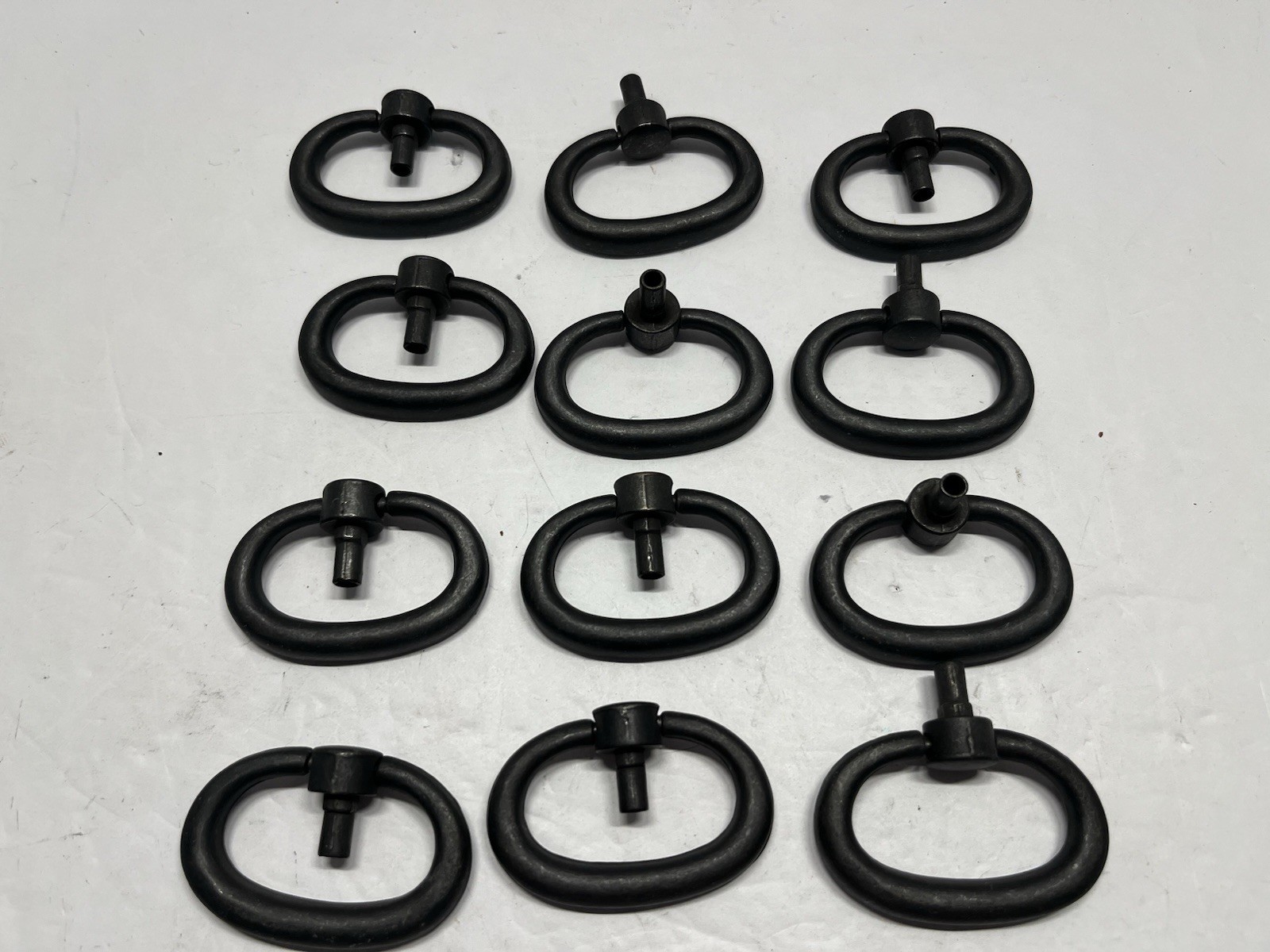 Vintage Lot(12) NOS KBC Black Powder Coated Rd.Drop Ring Drawer Pulls