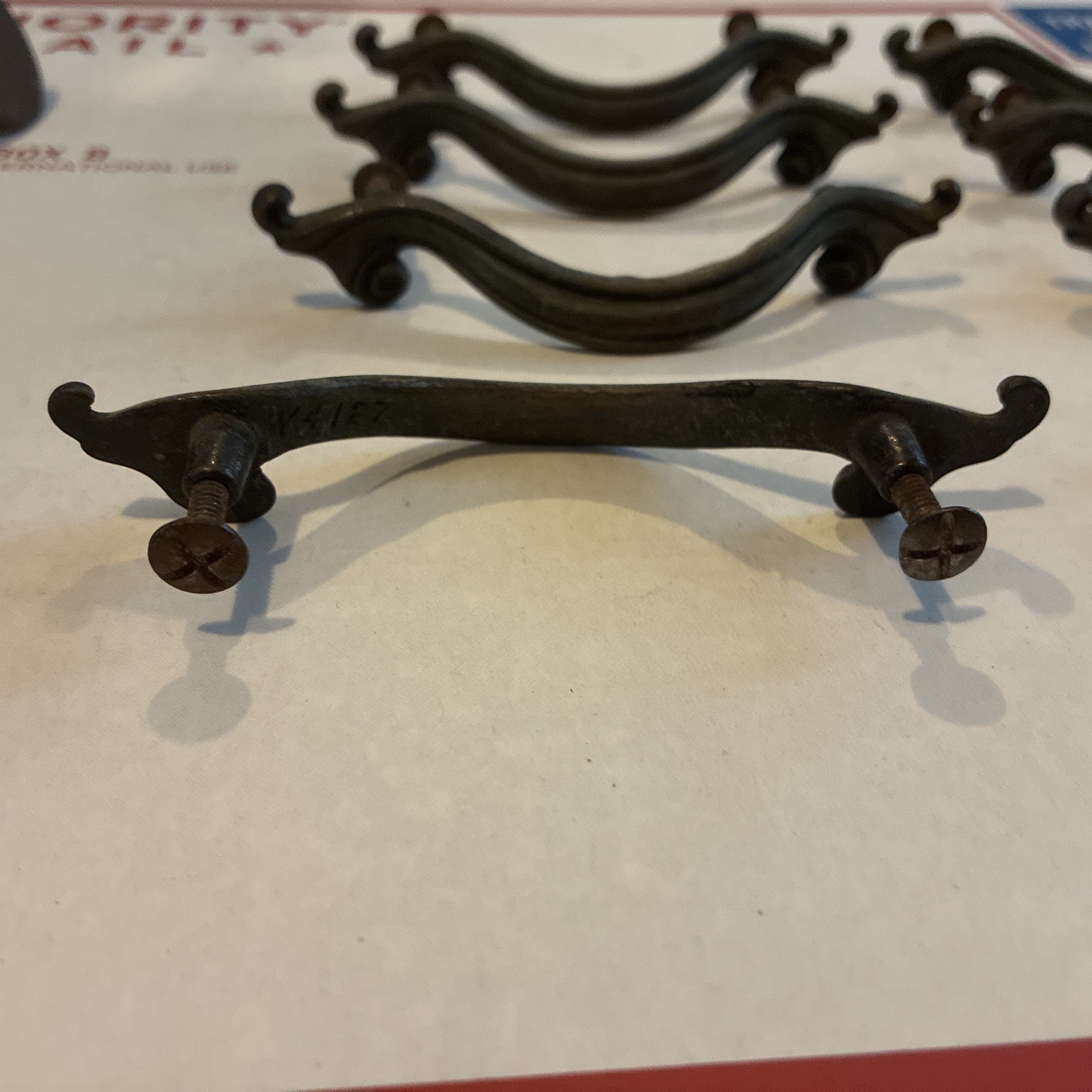 8pcs Vintage Drawer Pull French Provincial XL Acanthus Leaf Style Brass
