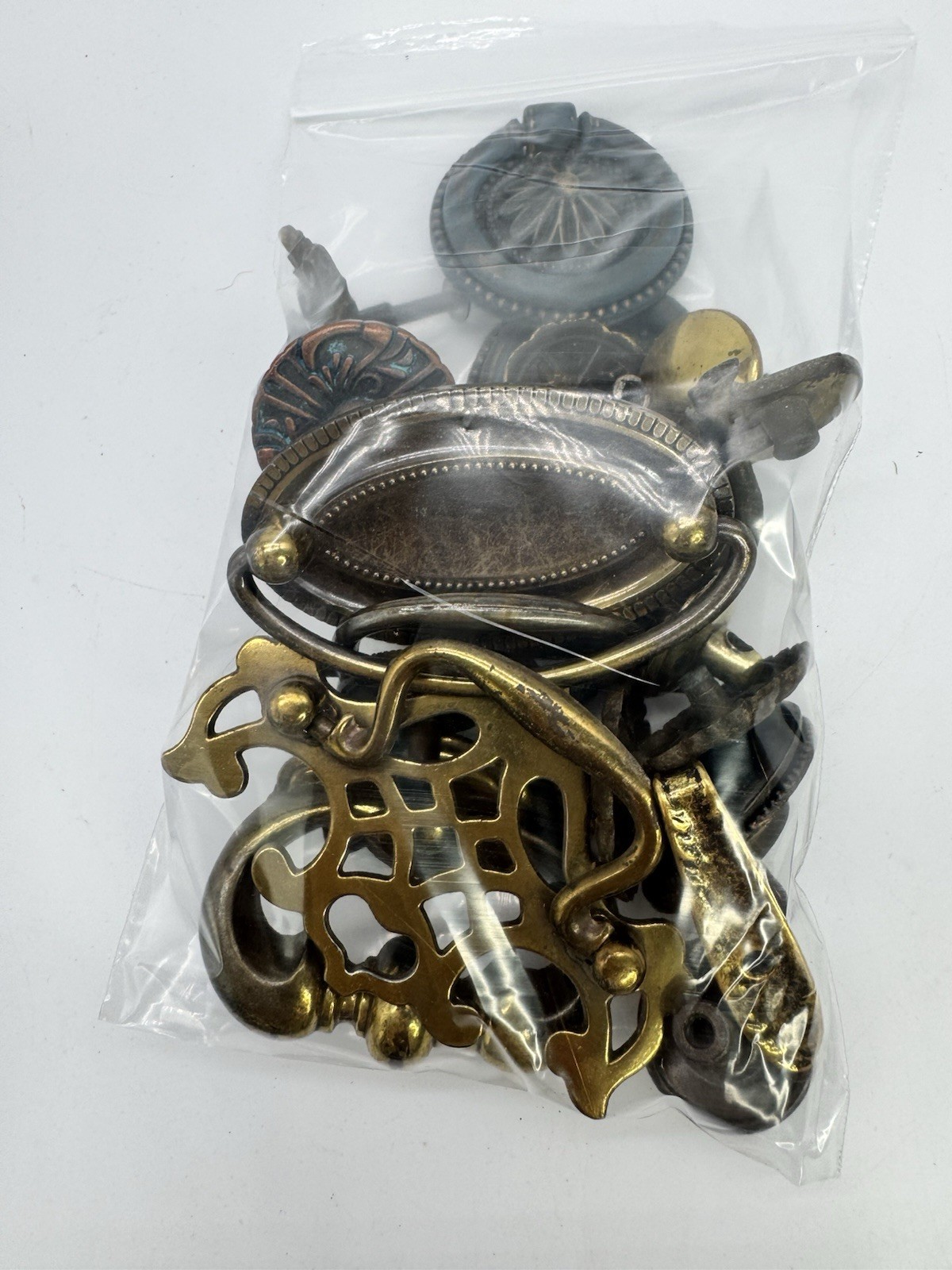 Vintage Brass Drawer Pulls Knobs Lot Ornate Hardware Mixed Antique Style 20 Lot