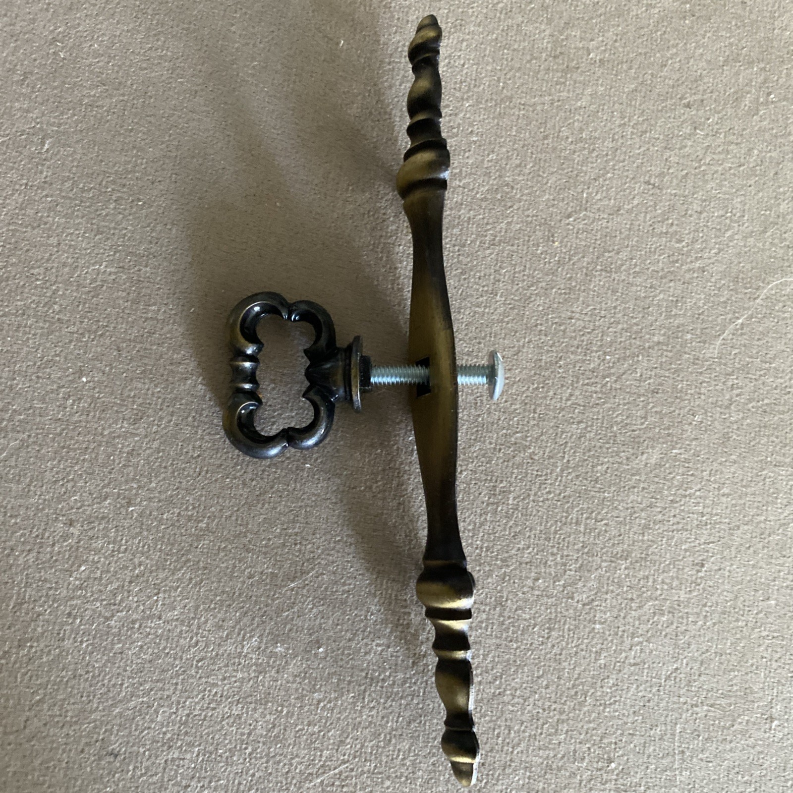 Large Vintage Brass Finger Pull w/ Back Plate 5 1/2” long