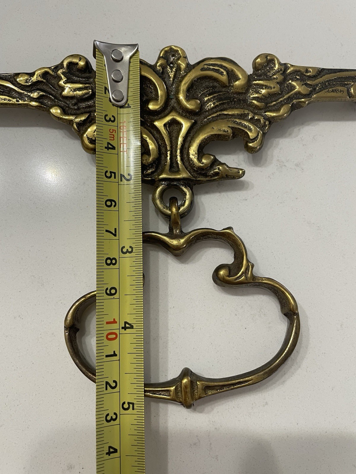 Antique Fancy Cast Brass French Style Drawer Bail Pull Architectual Salvage
