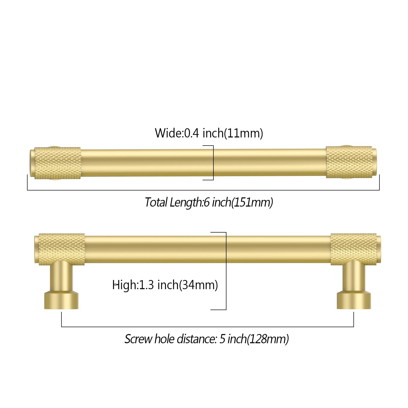 Asidrama 10 Pack 5 Inch128Mm Brushed Gold Cabinet Pulls Knurled Cabinet Handles