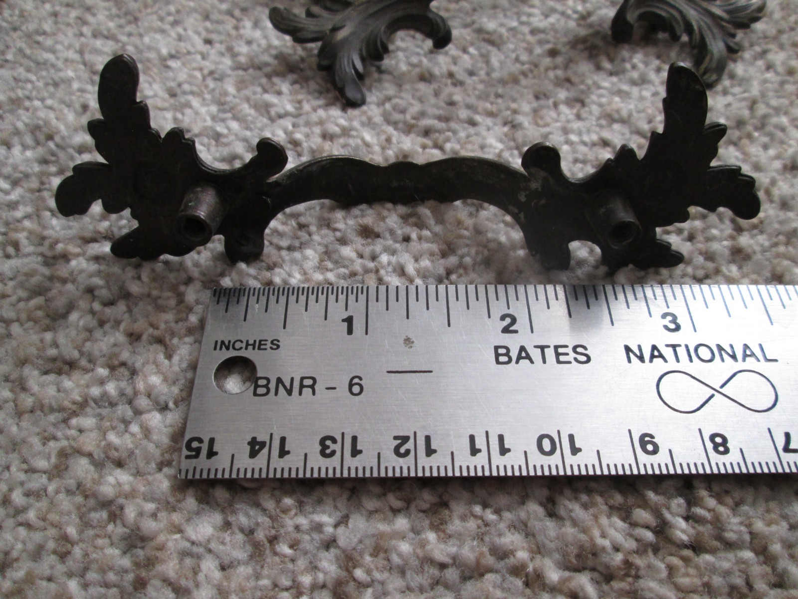 Vintage 4 brass French Provincial Drawer pull handles 2.5” C 4.5” long w/screws