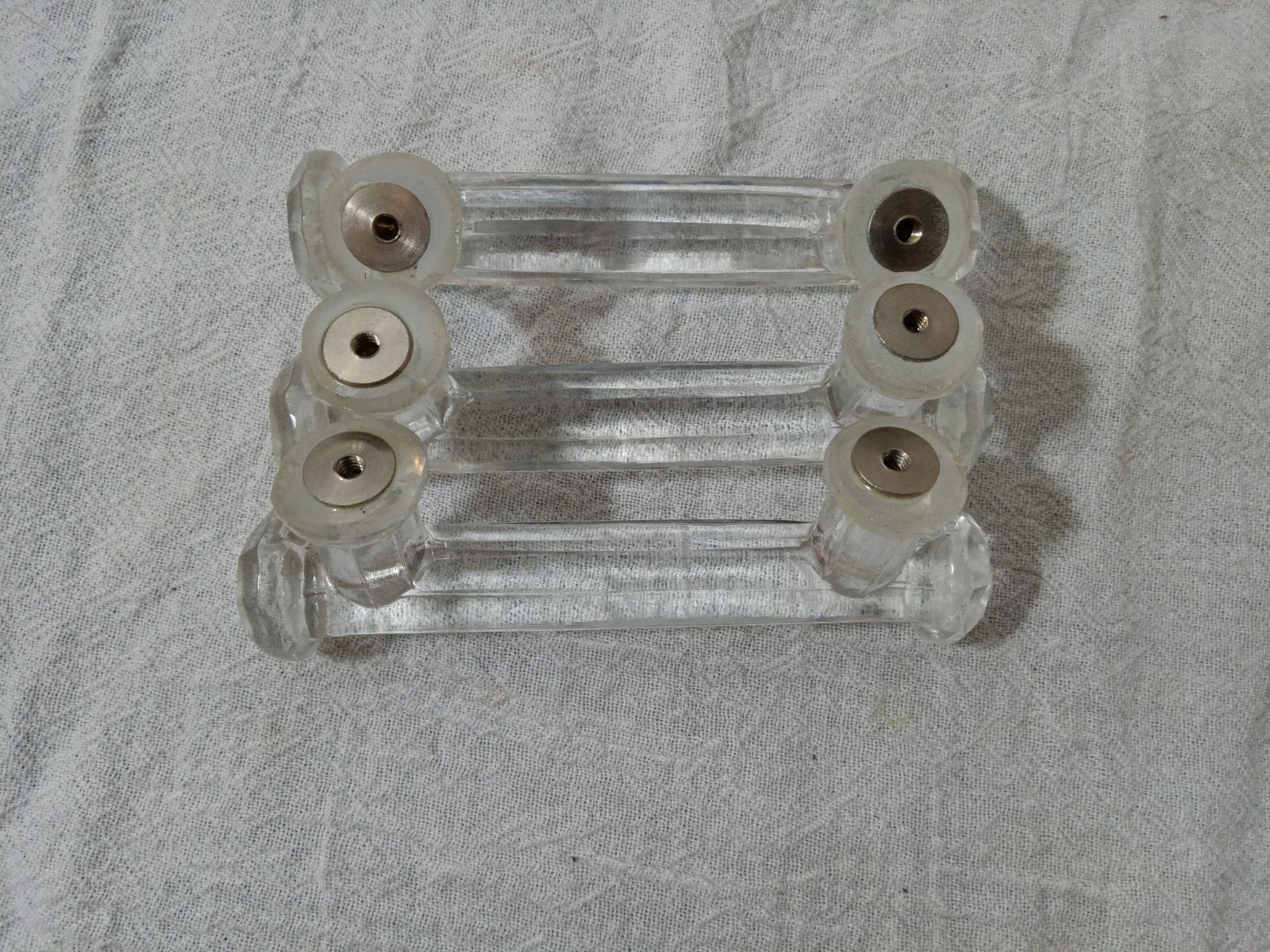 ​Vintage MCM Clear Drawer Pulls Handles Hexagon End Lot of 3 Retro