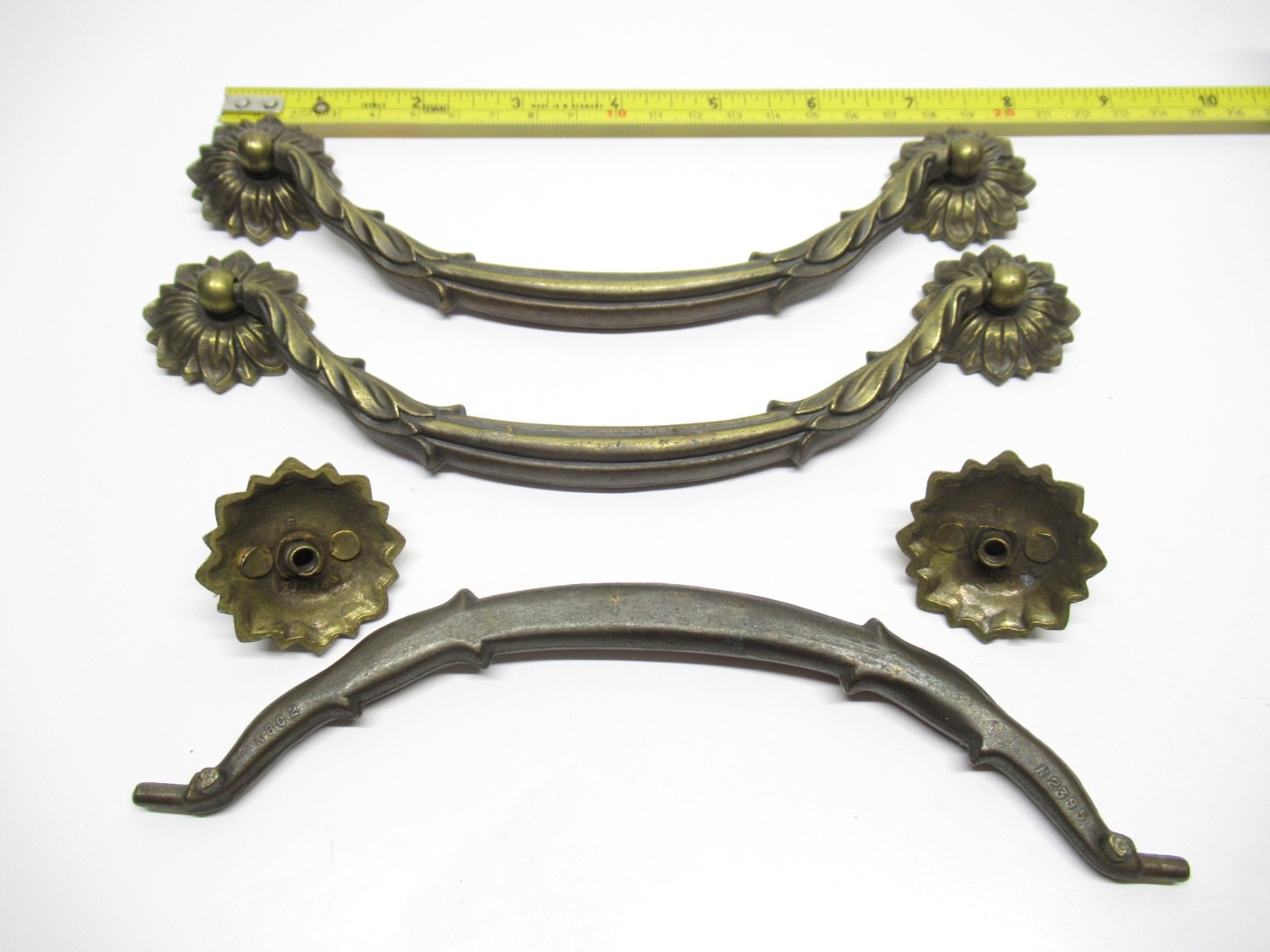 Vintage Keeler Brass Co KBC2 7″ Regency Floral 1940-50’s Drawer Handle Pulls