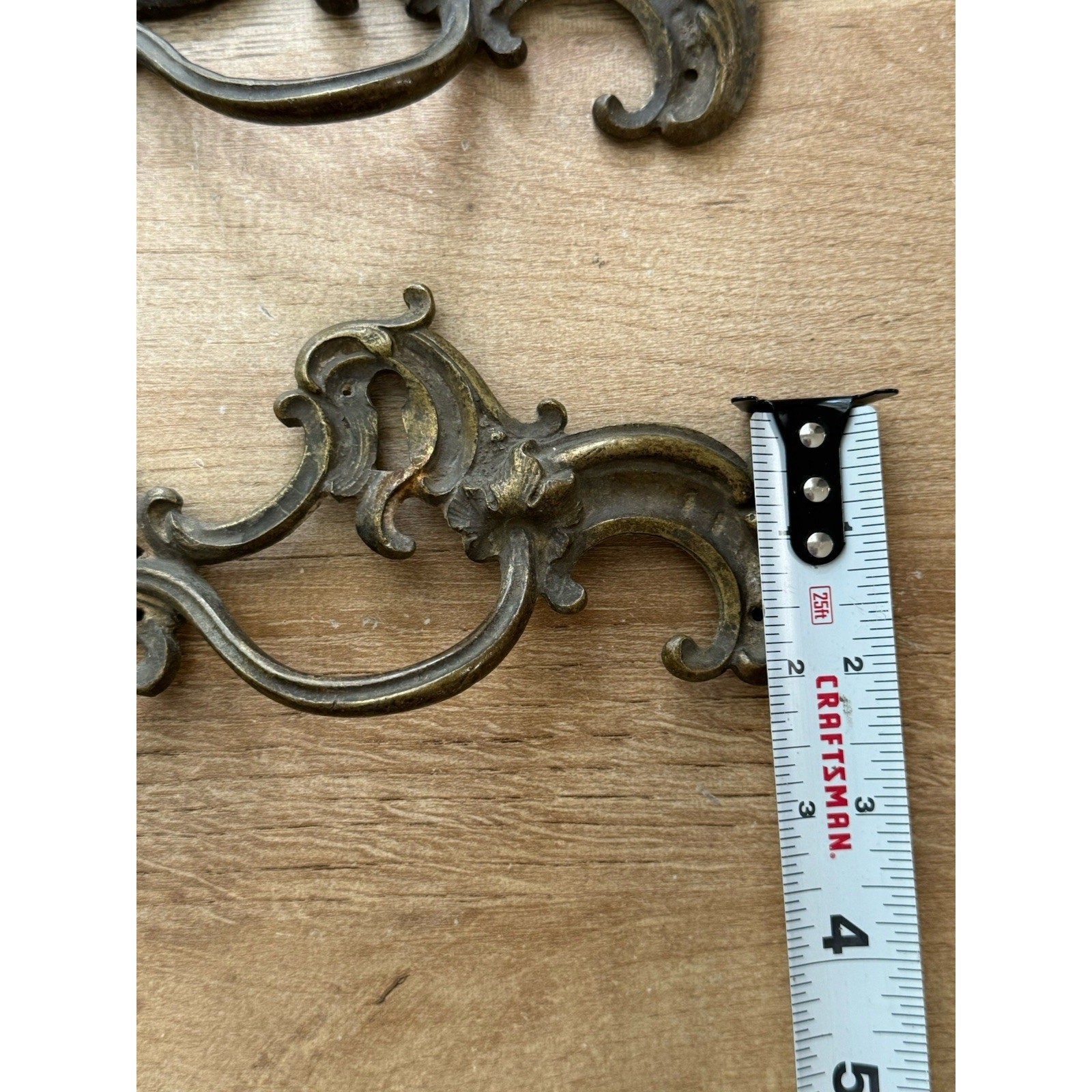 Pair Antique Drawer Pull Handles French Rococo Louis XV 1800s Bronze 6″