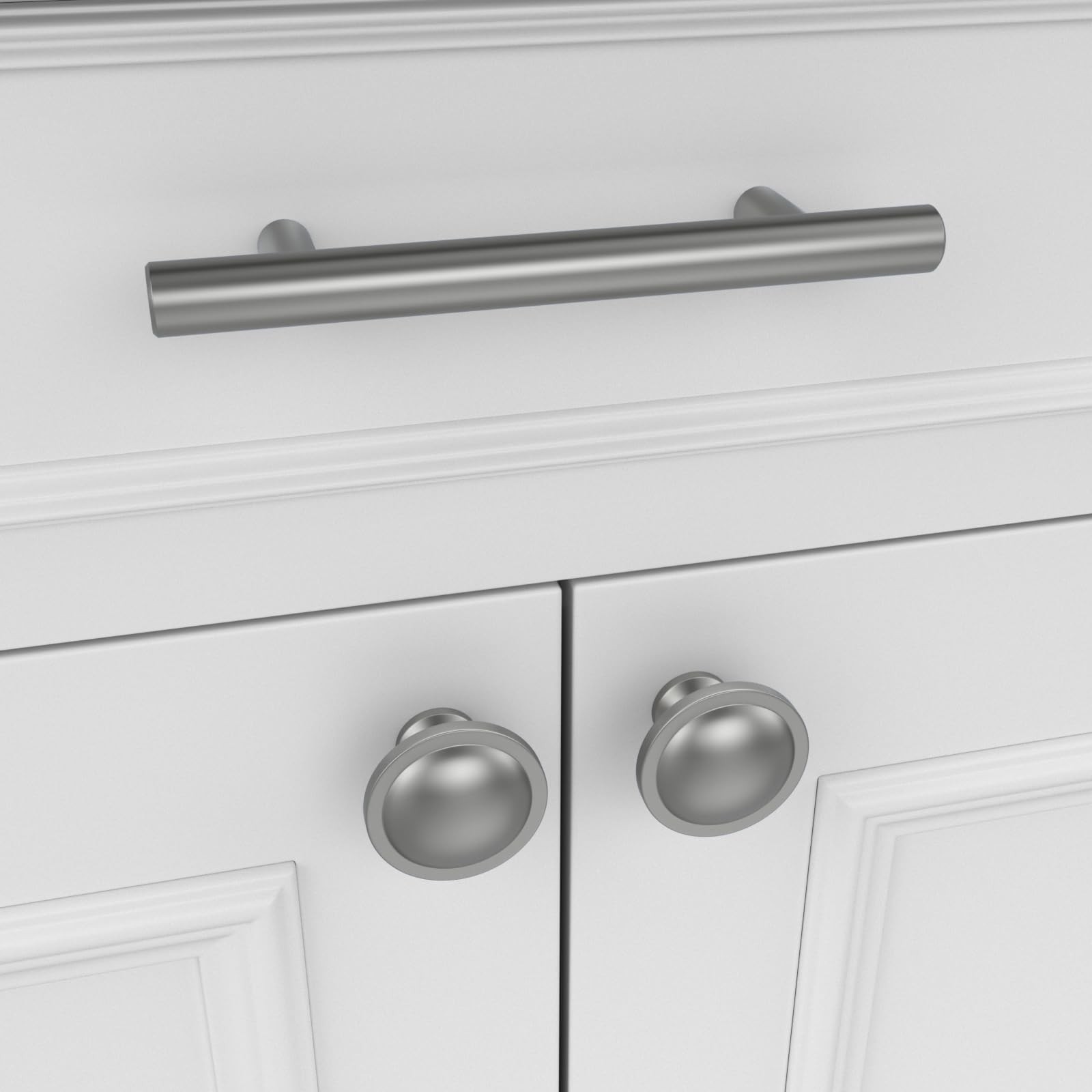 10 Pack Brushed Nickel Cabinet Knobs Round Silver Drawer Knob Kitchen Hardwar…