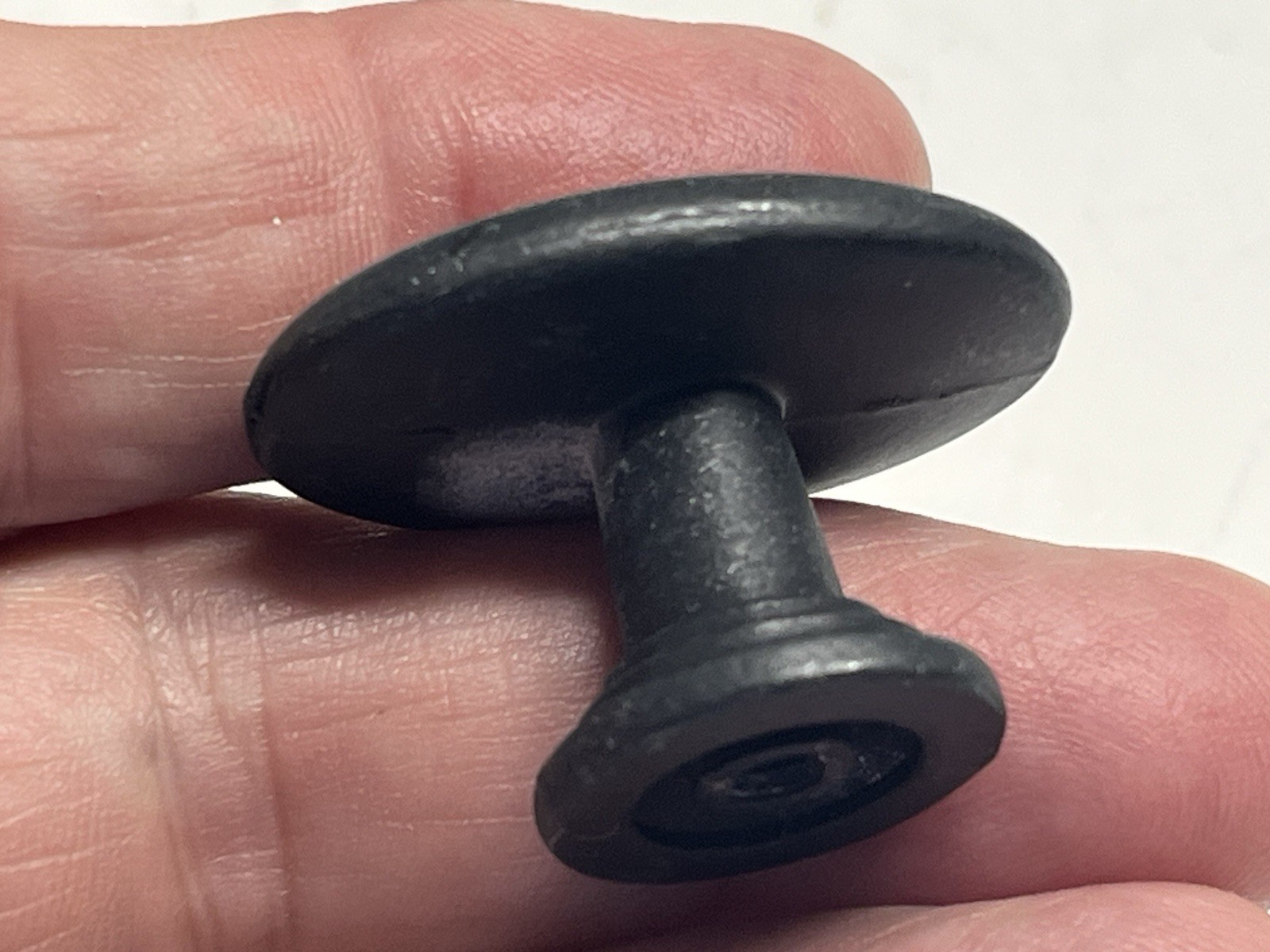 Vintage Lot (17) NOS Heavy Gray/Black Oval Drawer/Cabinet Fixed Knobs