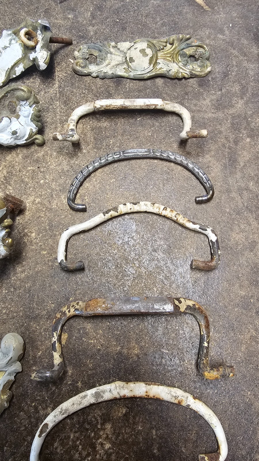 Lot 33 Antique Vintage Brass / metal Drawer Bail Pull Handles Mismatched