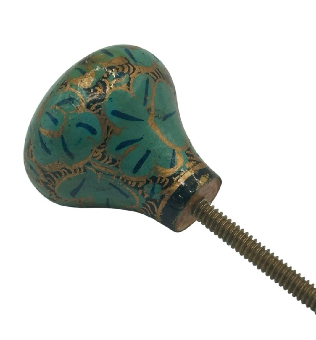 Floral BOHO Cabinet Knob single mount Hand Painted Drawer Pulls 1.5” Wood