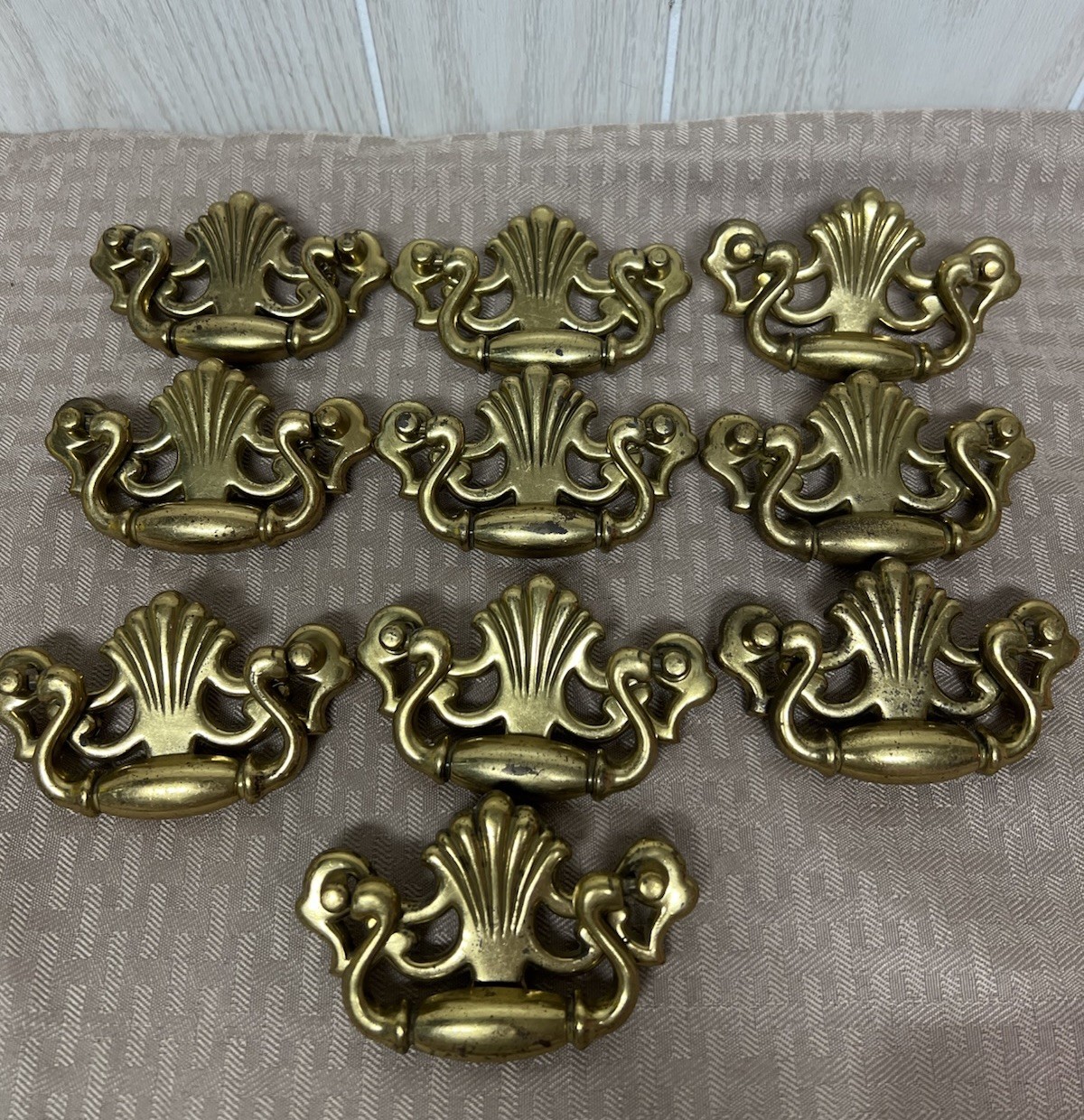 Lot 10 Vintage Brass Drop Bail Pull Handle Drawer 1986 BPC 21016 Chipendale