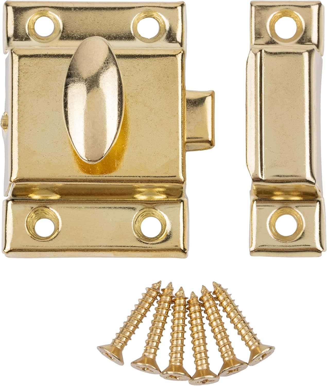 Large Stamped Brass Stamped Cabinet Door Latch – 2 1/8″ × 2 1/8″ – Spring Loade