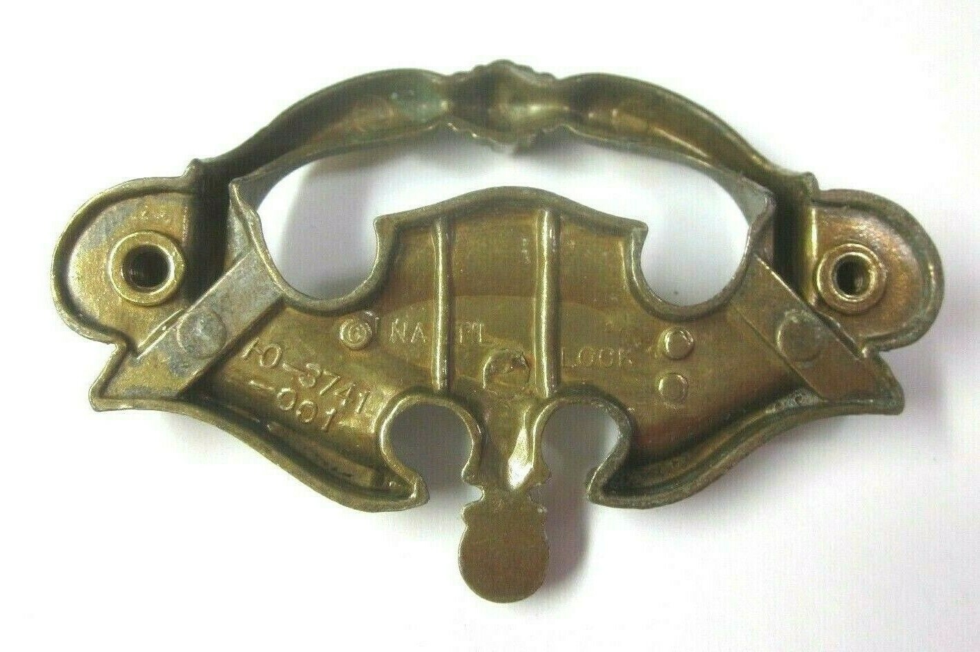 Nat’L National FO-3741 Drawer 1960s Pull Handle 3″ Centers Aged Dark Brass Vtg