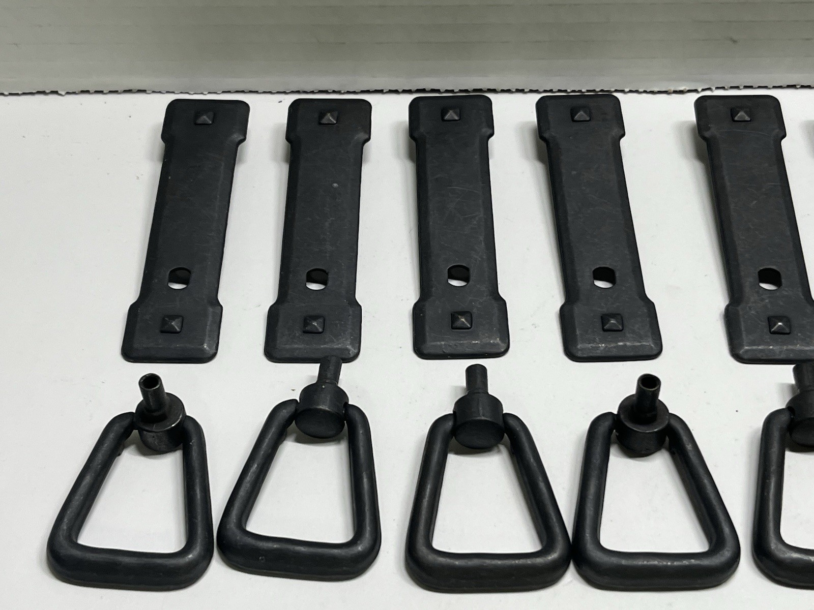 Lot (10) Black Rustic Mission Style 2pc.Vertical BackplateW/Triangle Swing Pulls