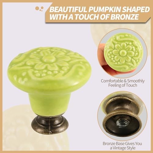 Sage Green Ceramic Knobs 10 Pack Flower Drawer Pulls Vintage Cabinet Knobs – Ant