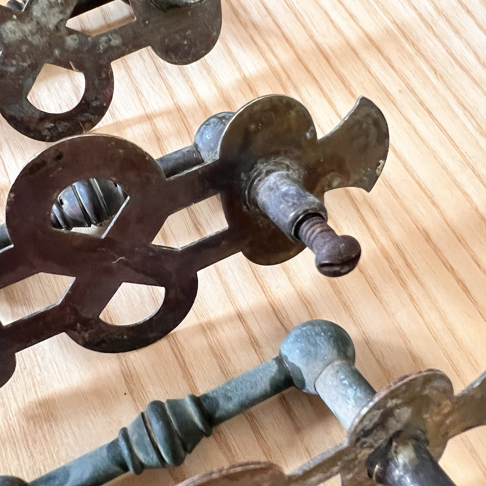 Set of 4 Antique Eastlake / Spanish Revival Drop Drawer Pulls Aesthetic Movement