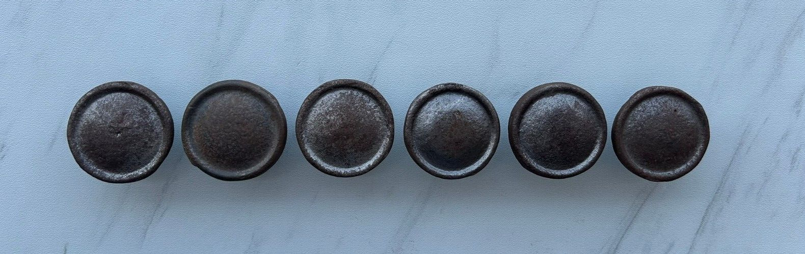 Vintage Old Cast Iron Big Round Cabinet Drawer Door Ornate Knobs Handles 6pcs