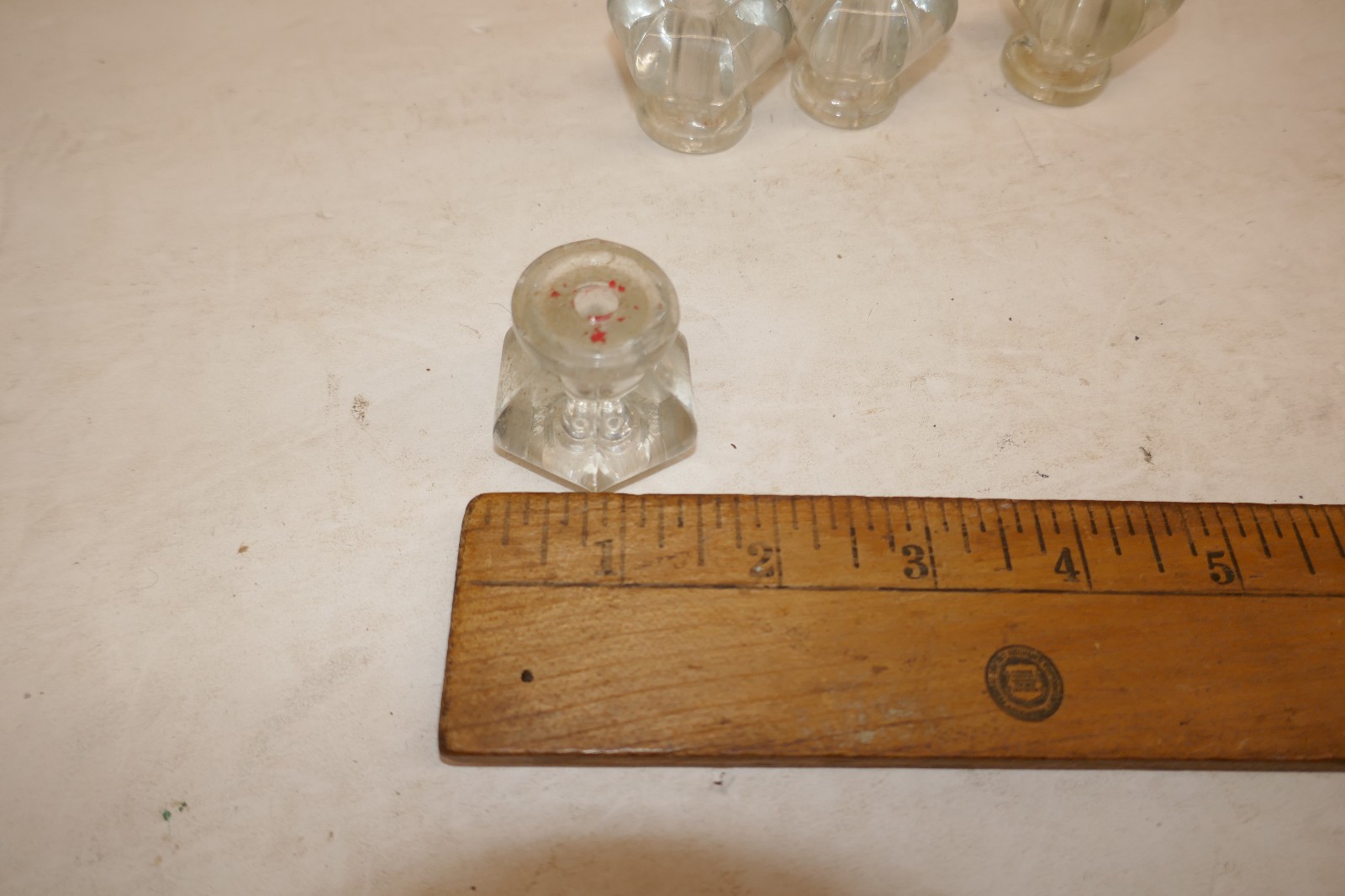 Vintage Six Side Hexagon Clear Glass Drawer Knob Cabinet Furniture Knobs Lot 4