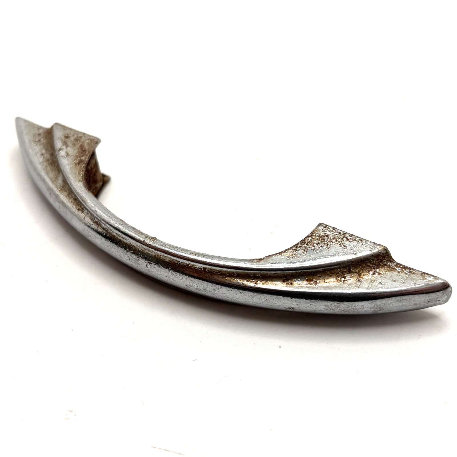 Vintage Polished Chrome Drawer Pulls Stepped Sides Art Deco Cabinet Handle