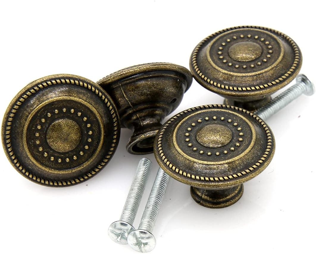 LXZ 6 Pcs Vintage Antique Brass Knobs Handles – Cabinet Drawer Knob Pulls with E