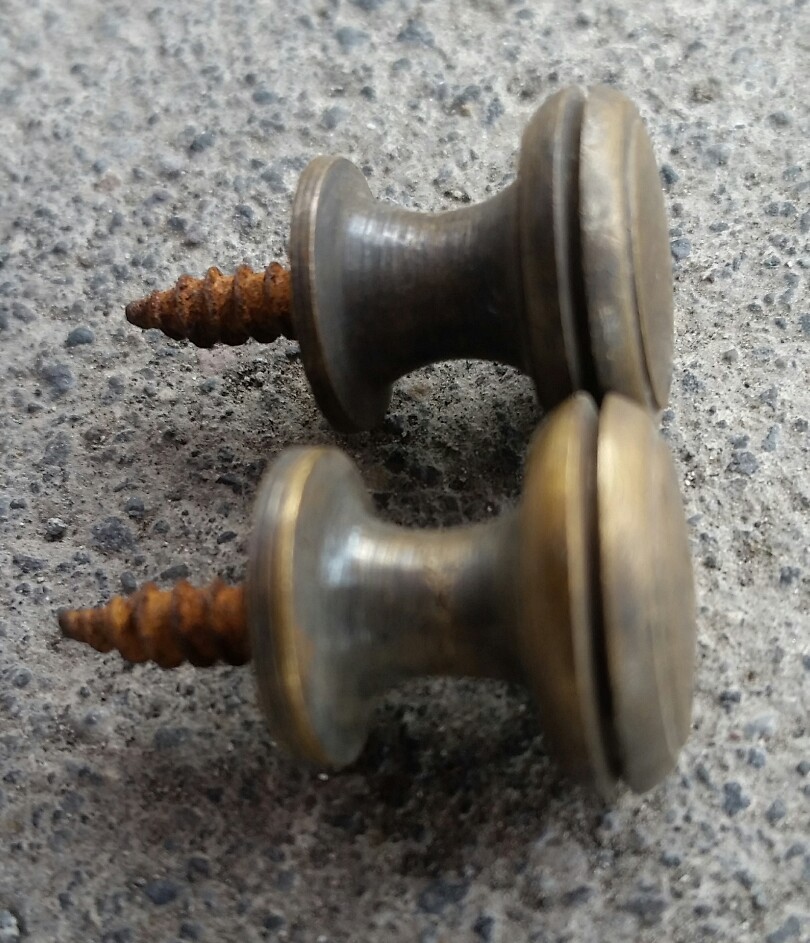2 Solid Brass SMALL Stacking Barrister Bookcase 1/2″dia Knobs drawer Pulls #K18