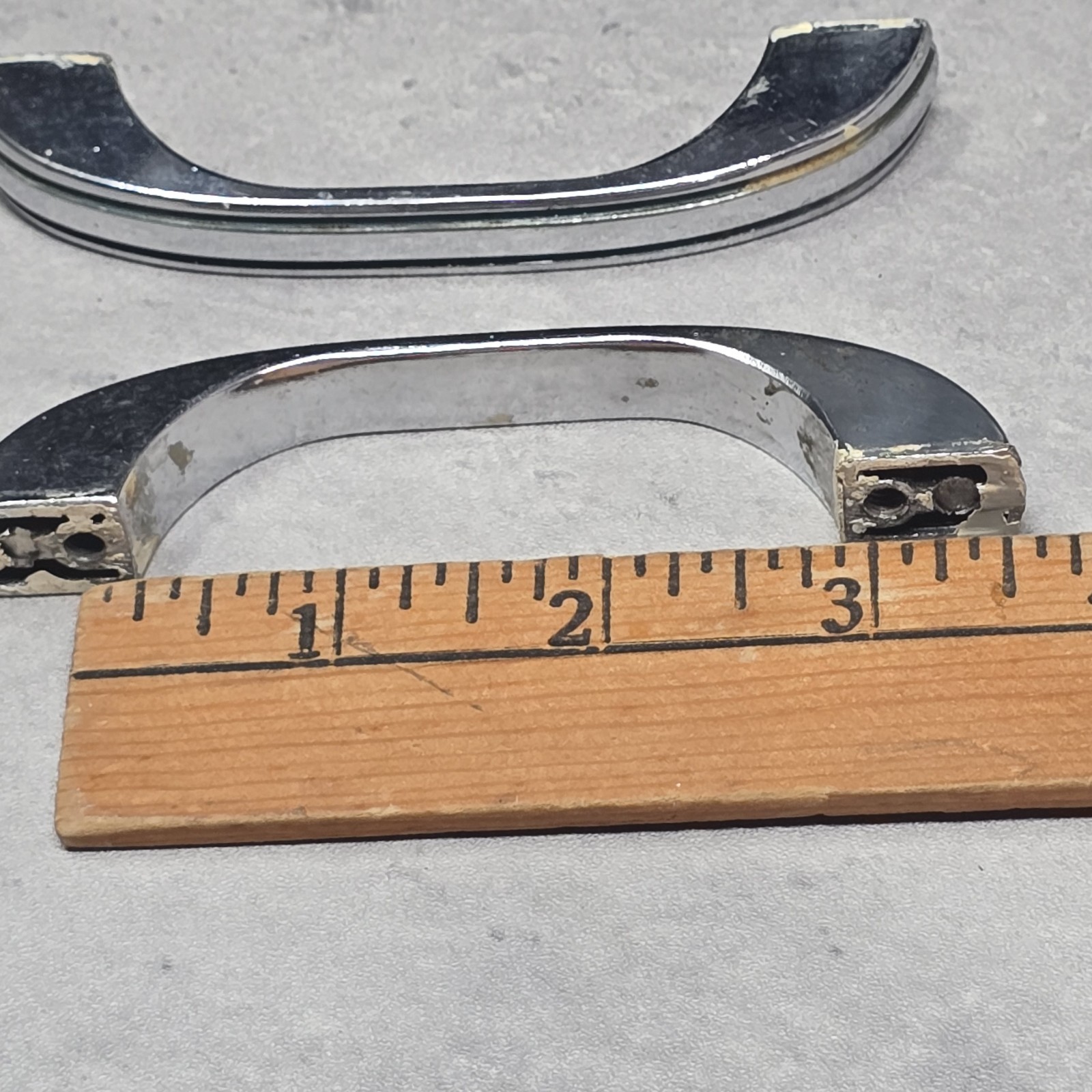 1920s Chrome Drawer Pulls Cabinet Art Deco Architectural Salvage 3″ Centers