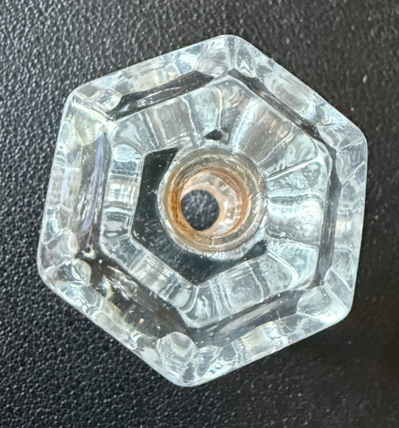 Vintage 6~Sided Hexagonal Clear Glass Unique Drawer Knob