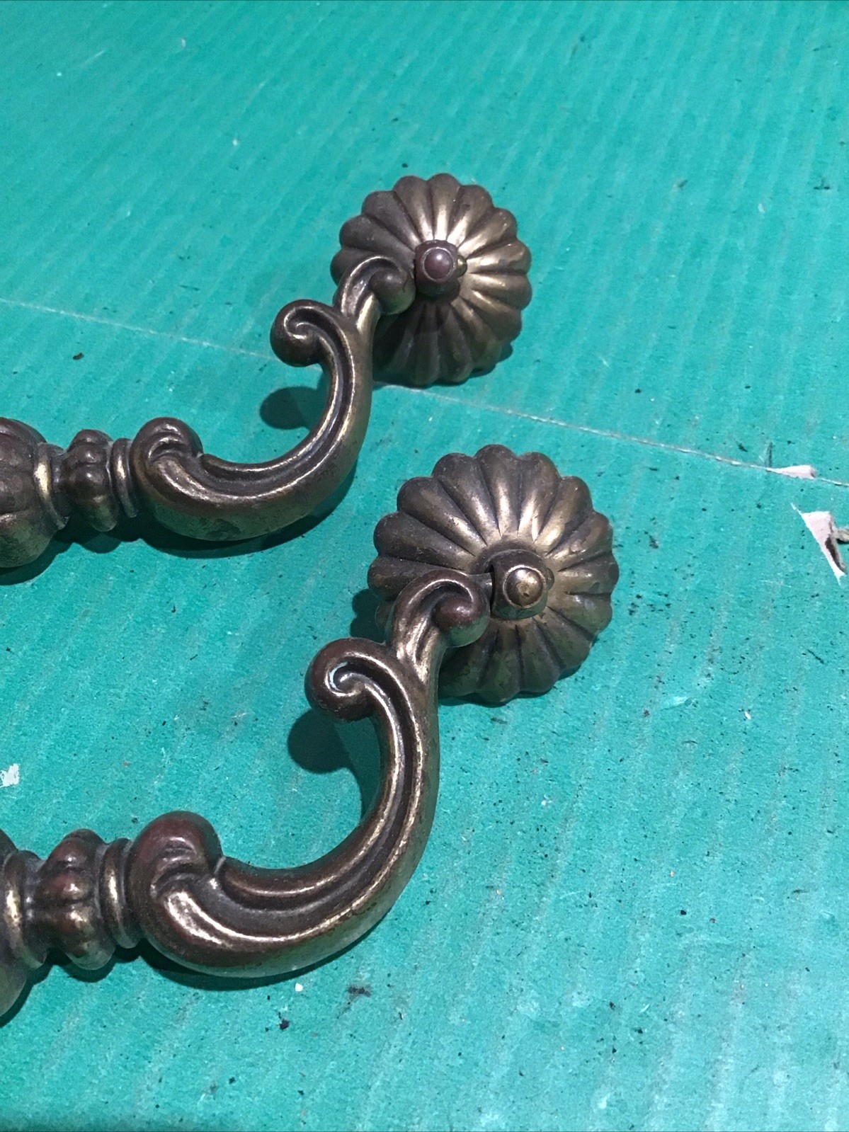 (2) Vintage KBC Drop Bail N5073 Medieval Heavy Brass 6″ COC Pull Handle Dresser